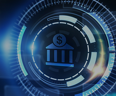 Bank Icon Hero Banner in Blue