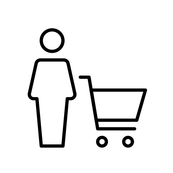 person with shopping cart icon