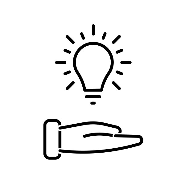 hand with light bulb icon